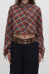 OUDE WAAG 25 Early Autumn Plaid Short Shirt OW-OW-25PF-ST01C1BU062-LHGW (BU062 Blue and Red Plaid)